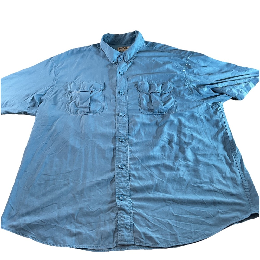 Duluth Trading Co.‎ Nylon Button Down Fishing Shirt Short Sleeve Blue Mens XL